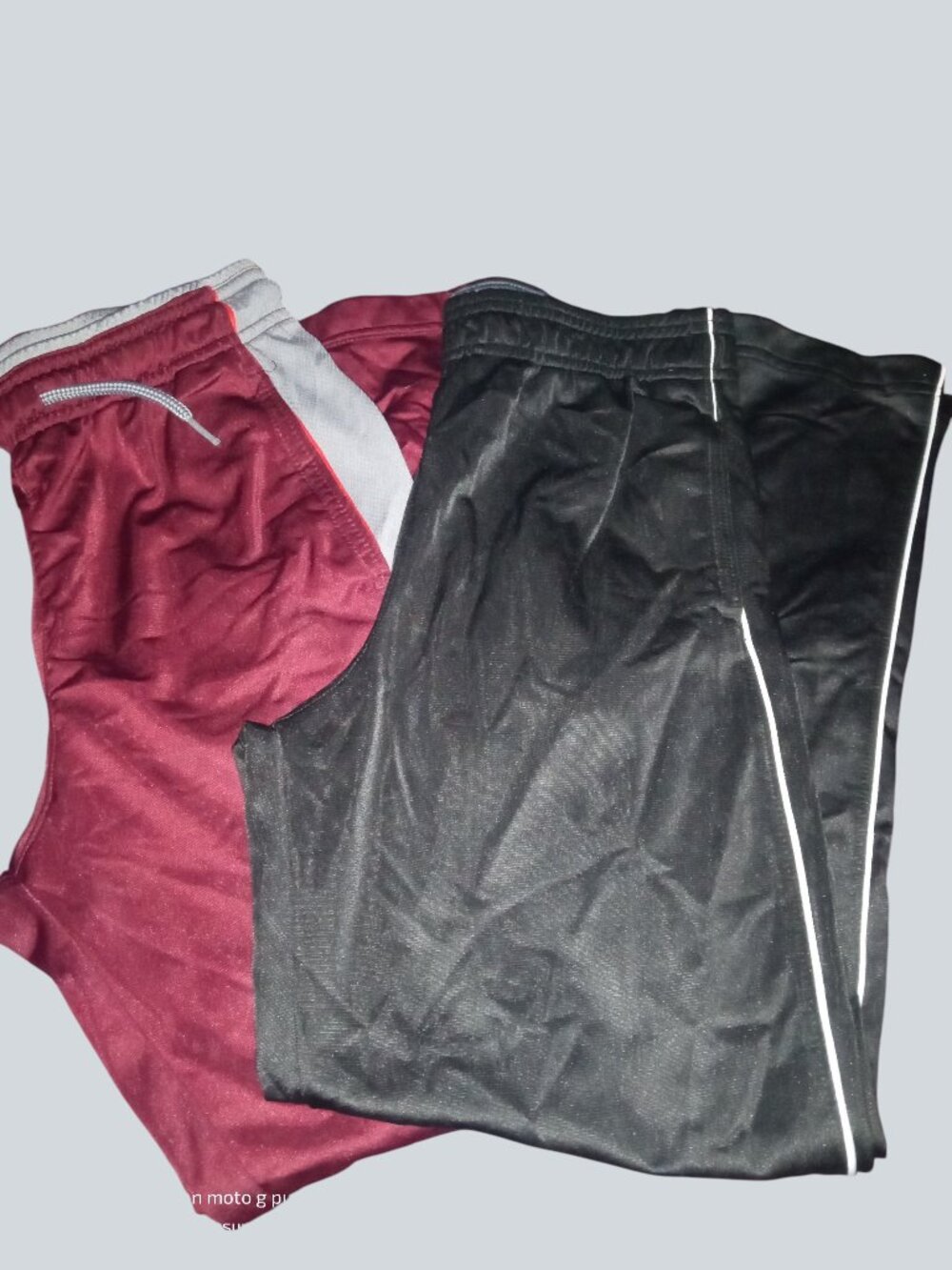 Lot 2 Boys Athletic Works Track Pants L 10 12 Black Maroon Mesh Activewear Gym